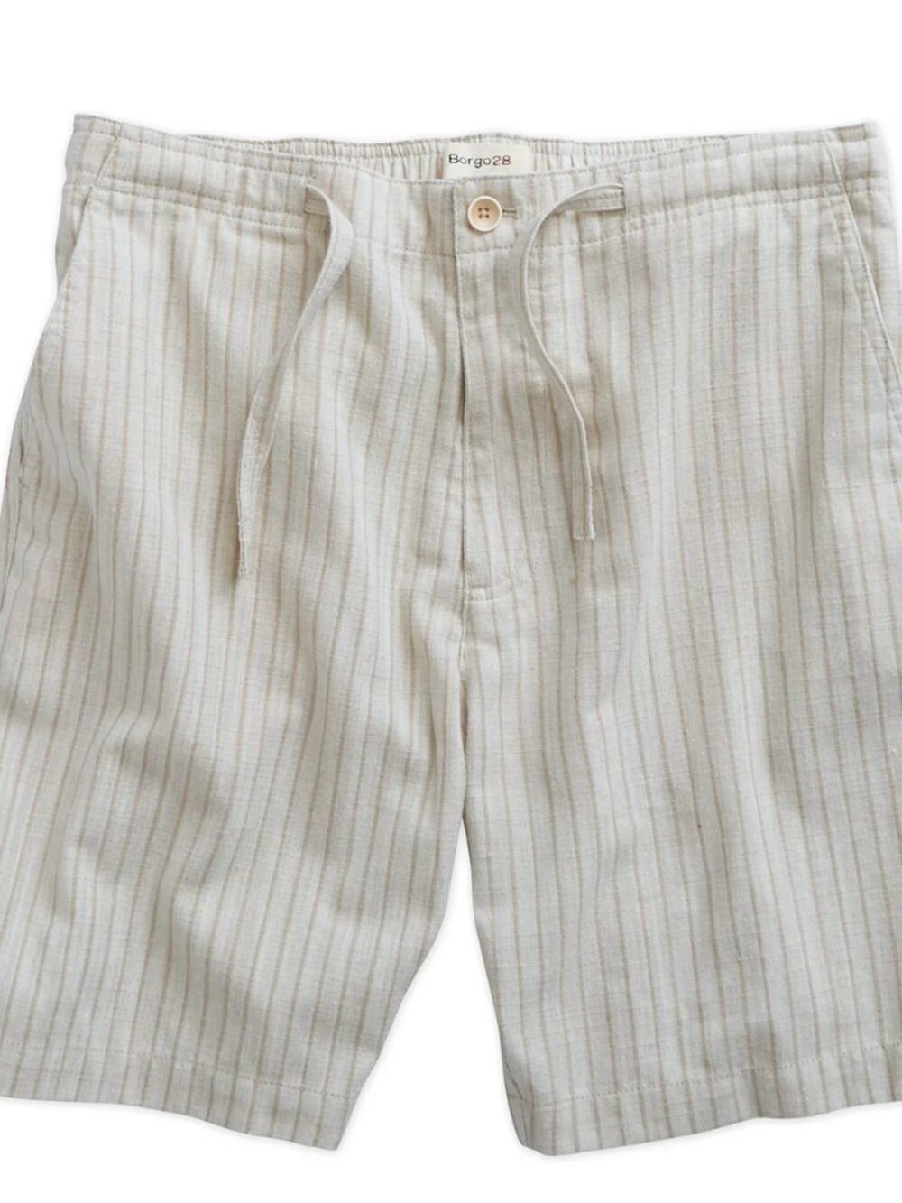 Borgo 28 Sand Striped Linen Blend Drawstring Shorts